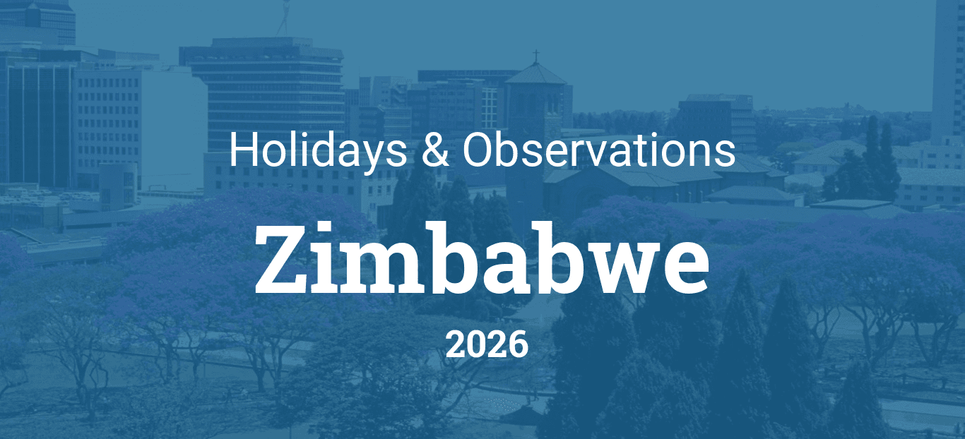 Zimbabwe flag flying outside a government building.