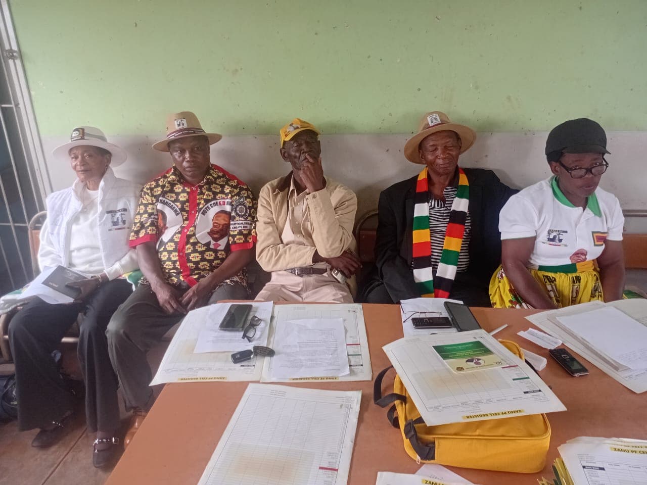ZANU-PF Bubi District members at Tatazela Community Hall during the Constitution Amendment Bill No. 3 endorsement meeting, March 202