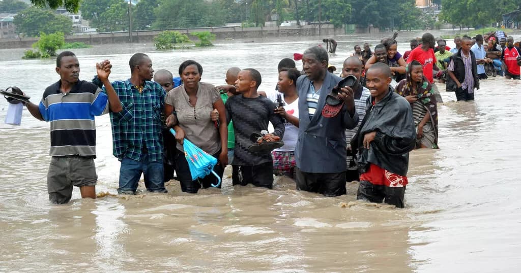 Flood damage in rural Zimbabwe after La Niña driven storms caused widespread destruction