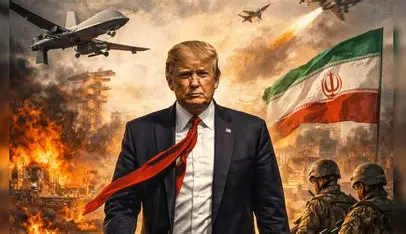 Flames and smoke rise from an oil and gas facility in the Middle East amid escalating Iran Israel conflict