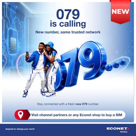 Econet promotional image illustrating the new 079 mobile number range in Zimbabwe